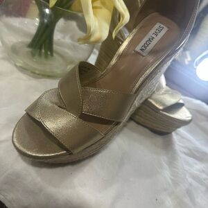 Steve Madden Gold Mules with Block Heel